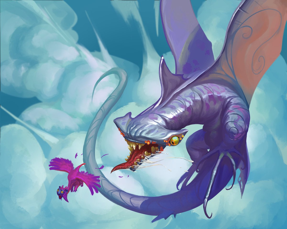 Today I found my old shark-dragon doodle that I haven't posted anywhere but it was so old and I decided to update it a bit and share it with you (there are one more dragon doodle and I'll plan to show it later too) #dragon #digitalart #fantasy