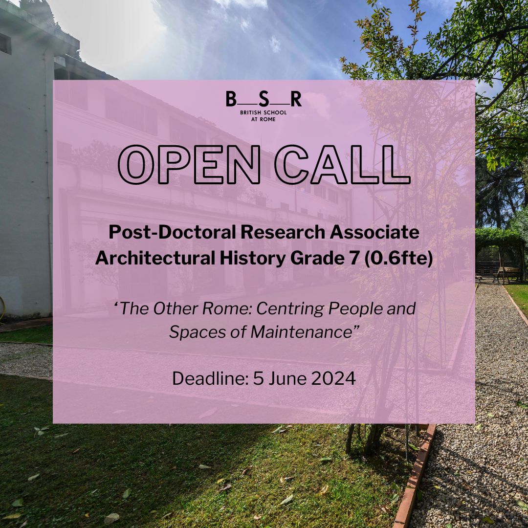 An exciting job opportunity for a post-doc to work on this exciting AHRC-funded project based for 9 months at the BSR in Rome! See here: bsr.ac.uk/open-call-post…
