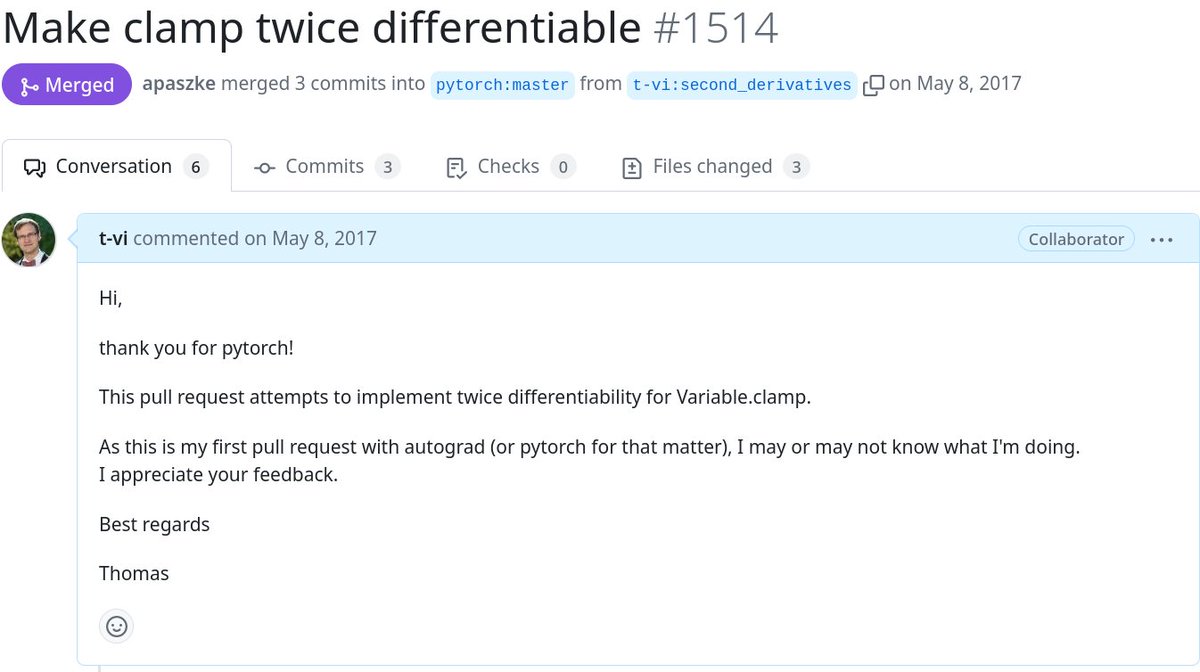 Today is the 7th anniversary of my first PR to @PyTorch, literally changed my life.
Meeting @ptrblck_de @apaszke @soumithchintala & many others, writing a book w/ @lantiga & Eli Stevens, now working at @LightningAI on making PyTorch models run fast with Thunder.
Thank you all! ♥️