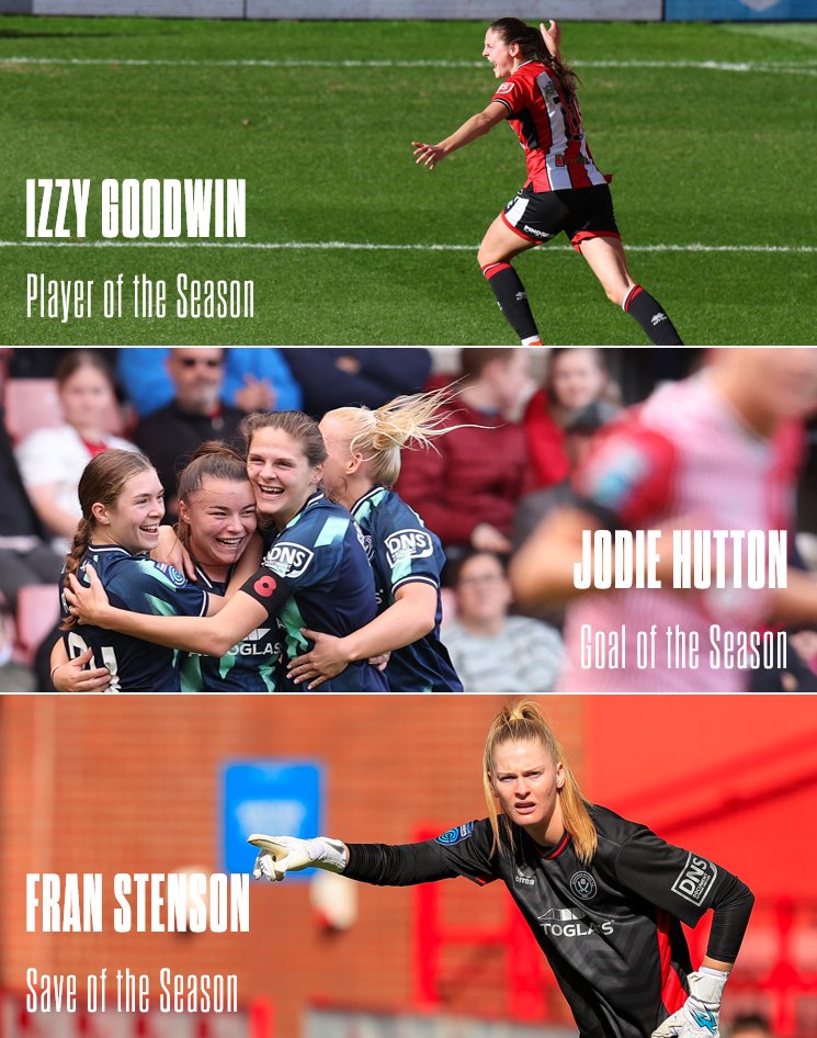 Three Blades have been nominated for end of season awards in the Barclays Women's Championship 🤩 🏆 Player of the Season - Izzy Goodwin 🚀 Goal of the Season - Jodie Hutton 🧤 Save of the Season - Fran Stenson