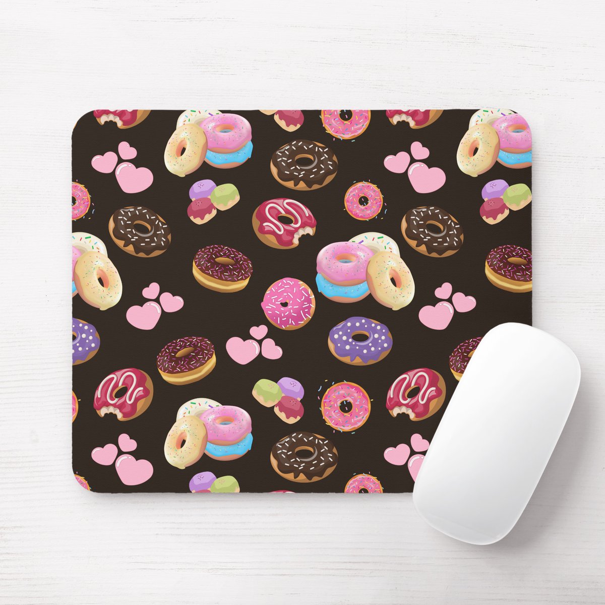 Colorful and Tasty Donuts and Hearts Mouse Pad zazzle.com/z/pueduu68?rf=… via @zazzle