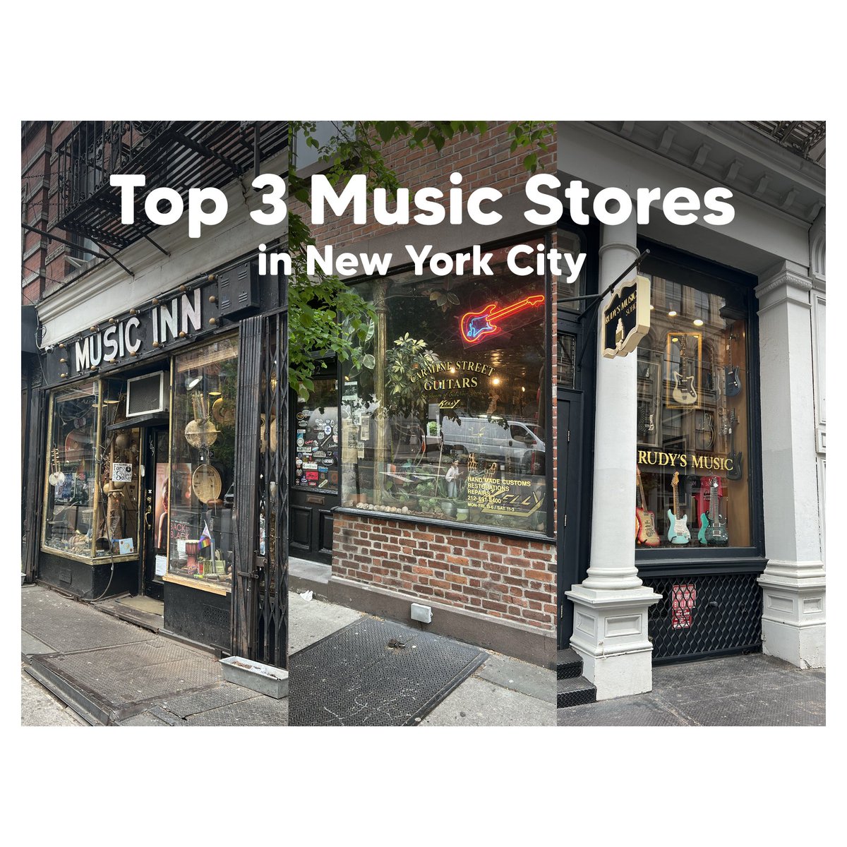 As promised, I’d post some of my favourite music stores from my recent trip to NYC. Here it goes.

A thread. ⤵️

#newyorkcity #nyc #travel #travelnyc #explorenyc #traveltips #nycmusician #soho #guitarstore #musicstore #musicinn #carminestreetguitars #rudysmusic #fender #gibson