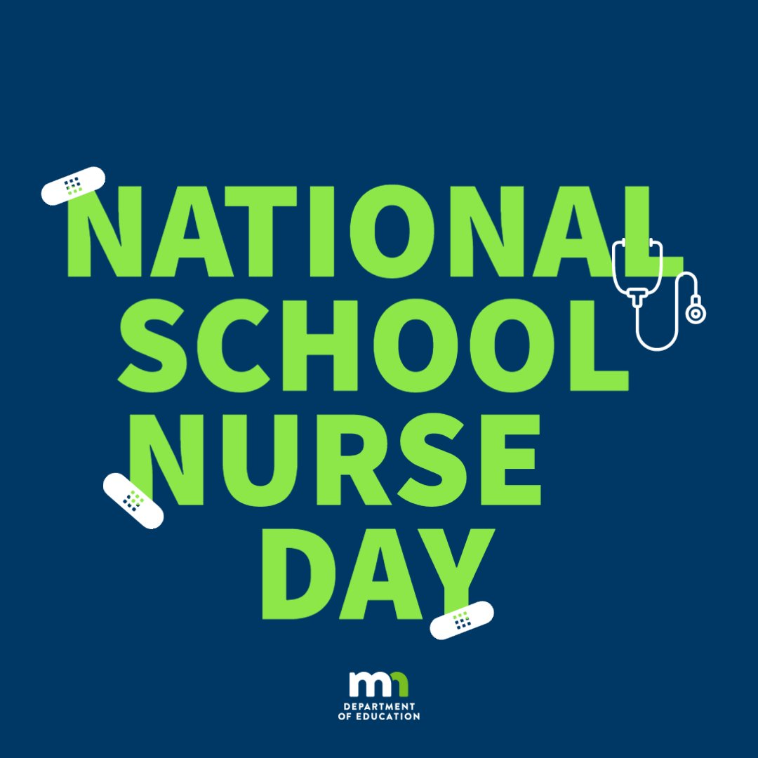 Today is School Nurse Day! Thank you Minnesota school nurses for making a difference in the lives of students and their families every day! School nurses create sustainable school and community partnerships to promote health equity and access. #ThankYouFromMDE #SND2024