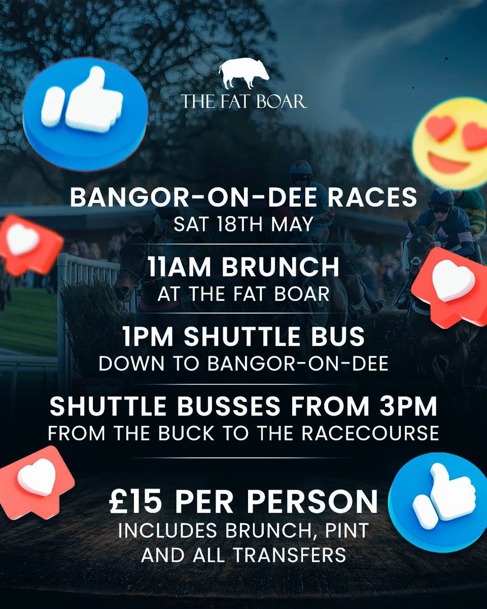 If your heading to the races on the 18th at Bangor……. Boar, Buck, races…….. All sorted x