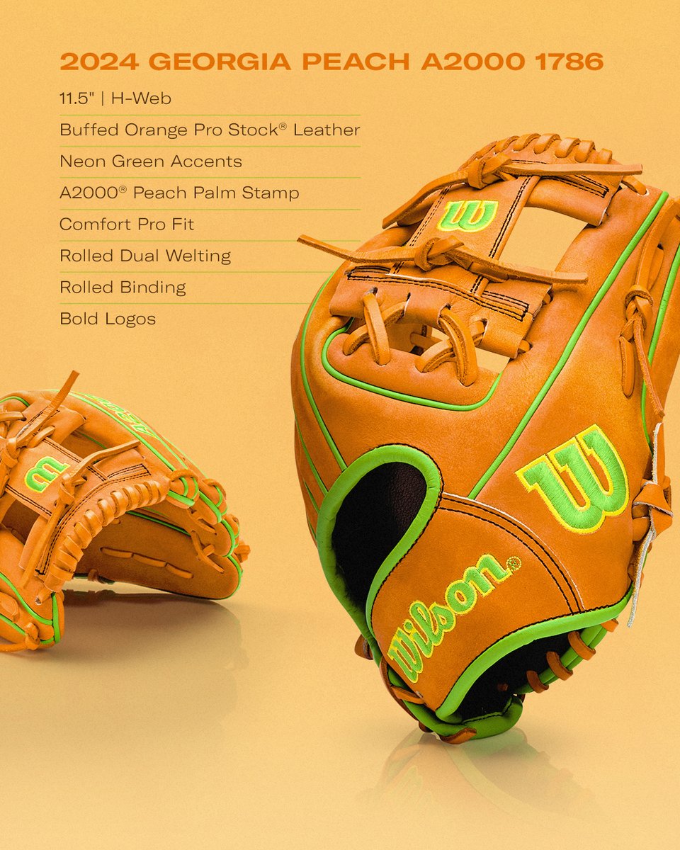 Enter our draw for the chance to purchase a limited edition Georgia Peach A2000 1786. For the chance to order, complete your transaction by 10am CT Thursday, 5/9, then winning entries will be randomly selected to purchase the limited edition glove. bit.ly/gapeacha2000