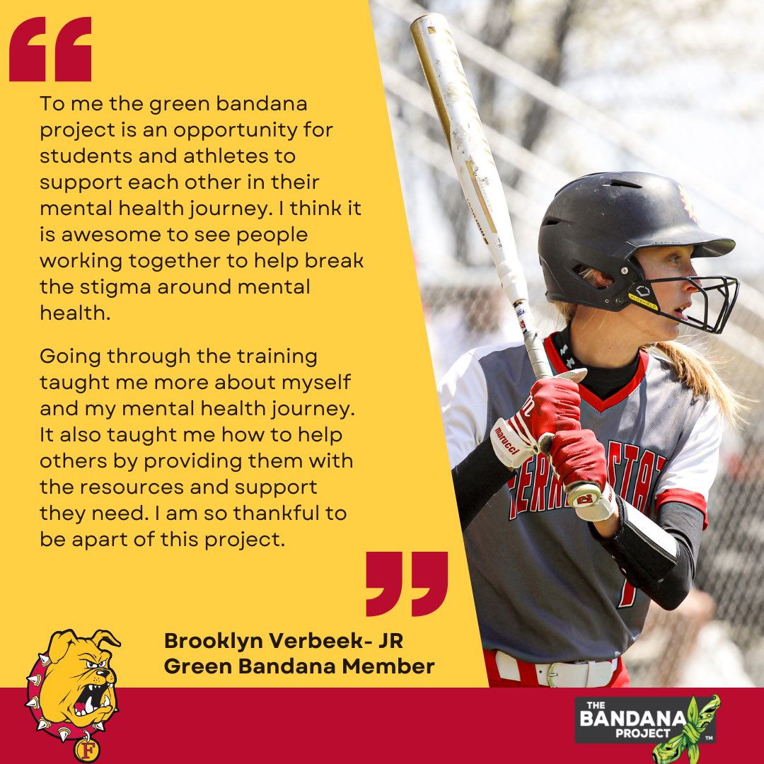 <a href="/FSU_SB/">Ferris St. Softball</a>’s Brooklyn Verbeek talks about the Green Bandana Project during Mental Health Awareness Month