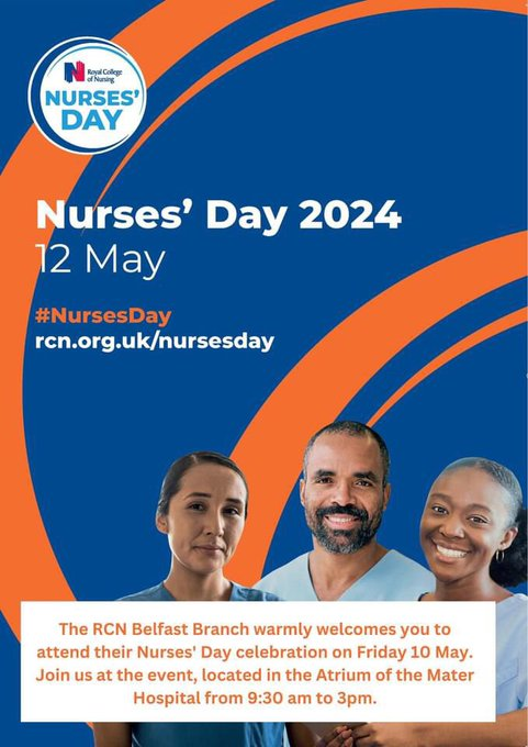 The RCN's Belfast Branch are holding Nurses' Day events throughout @BelfastTrust on Friday 10 May. Please join us to celebrate #NursesDay 💙