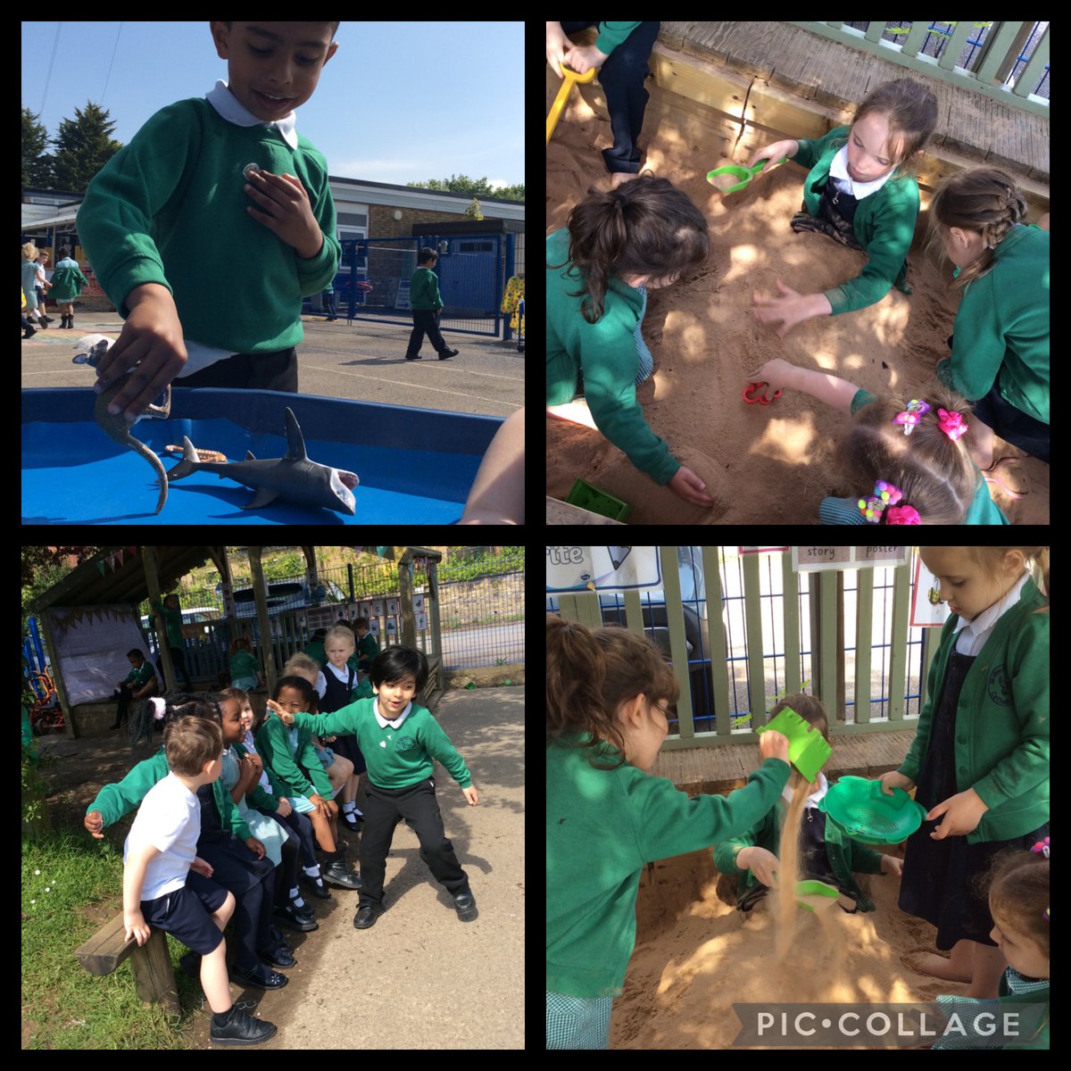 The Reception children have enjoyed exploring their learning in the outdoor area this week.