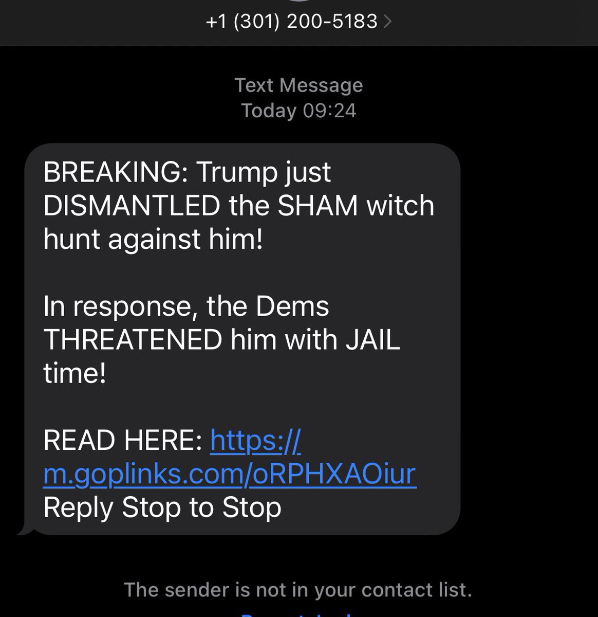 heathenwisp's tweet photo. I got ALL these text messages (and more) from Donald Trump yesterday. Don't they just reek of desperation? https://t.co/0nhnYmE7f9