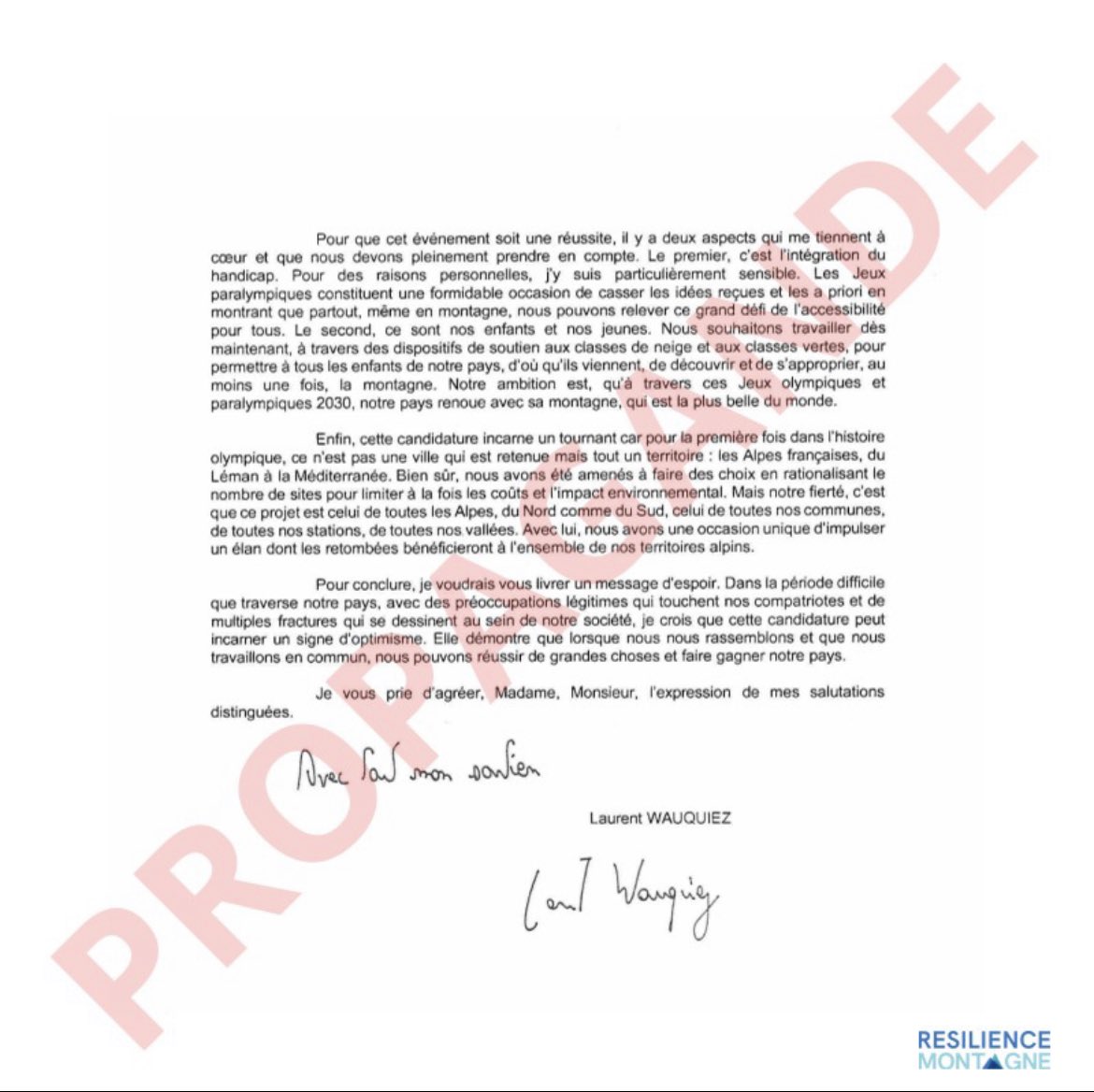 #JO2030
Chaque paragraphe du courrier du Pdt Wauquiez envoyé aux habitants AURA est soit un mensonge, soit un mythe.
- Un Ecopli coûte, selon la poste, 1,14 €
- 2 472 800 sur les 4 723 660 foyers ne paient pas d'impôt...
- 93% des français ne skient pas.

Ils apprécieront.