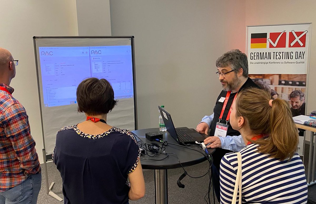 BAMF_Dialog's tweet image. 👩‍💻👨‍💻 Praxisnah und innovativ – unsere Kolleginnen und Kollegen aus dem Team Barrierefreiheit der IT des Bundesamts nehmen heute am @GermanTesting Day 2024 teil, der größten unabhängigen Konferenz zu Software-Qualität im deutschsprachigen Raum. #GermanTestingDay #GermanTesting