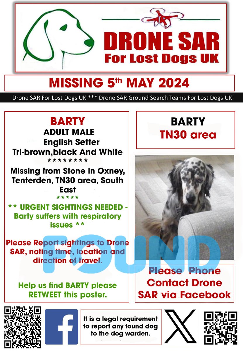 #Reunited BARTY has been Reunited well done to everyone involved in his safe return 🐶😀 #HomeSafe #DroneSAR