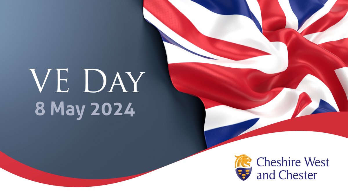 Today marks 79 years since #VEDay 🇬🇧 Buildings across west Cheshire will be illuminated in red, white and blue this evening to commemorate VE Day across the borough.