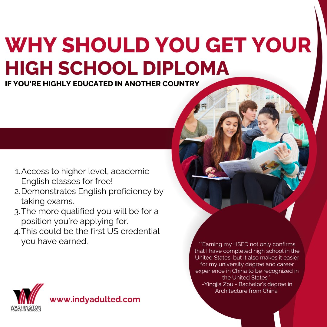 It's not too late to get your High School diploma. Contact us today to get started or to finish your testing. #indyadulted #moveaheadwithadulted #highschooldipoma #itsnottoolate