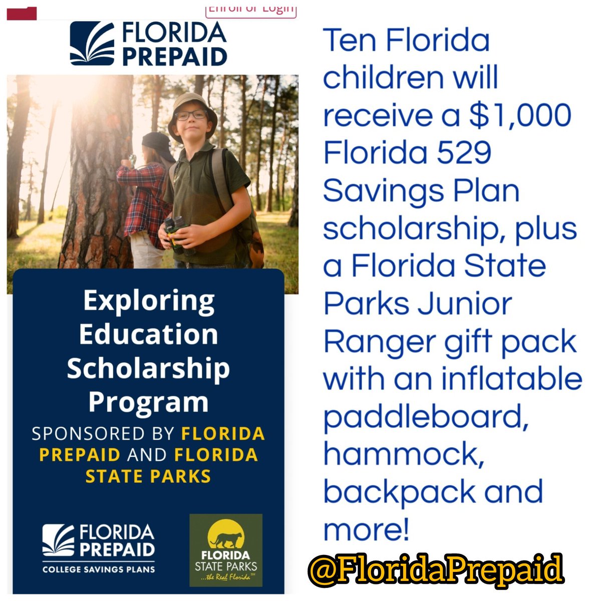 1000x Gracias @FloridaPrepaid !👍 
Here's hoping for The Grands. 🤞

#scholarship #juniorranger #Florida #collegefund