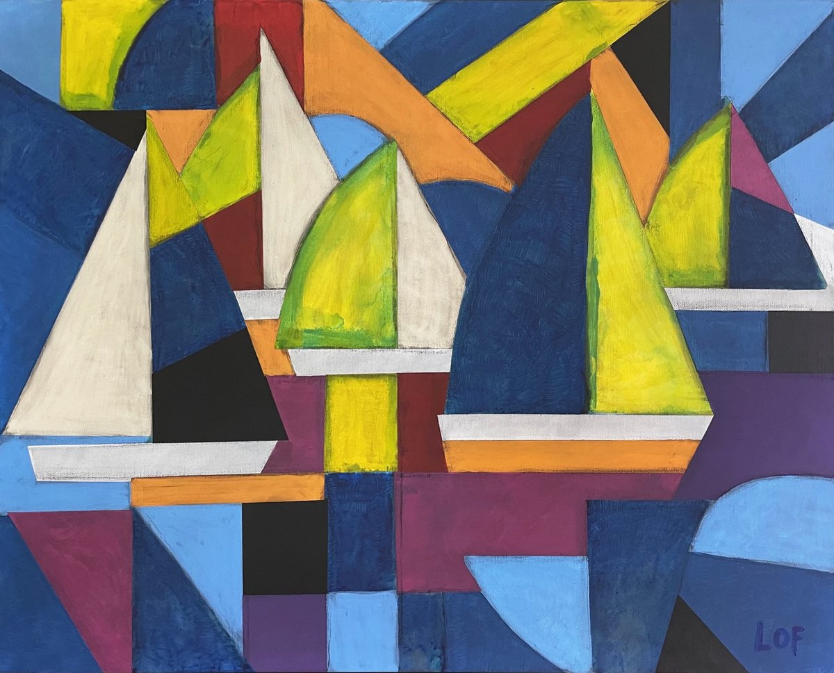 'Five Sailboats' 24 x 30 in. / acrylic / painting / art / LOF