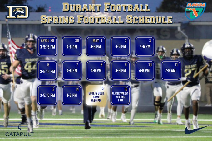 College Coaches, be sure to stop by Durant HS and see coach @ClayboCoach while you're on the road in May!