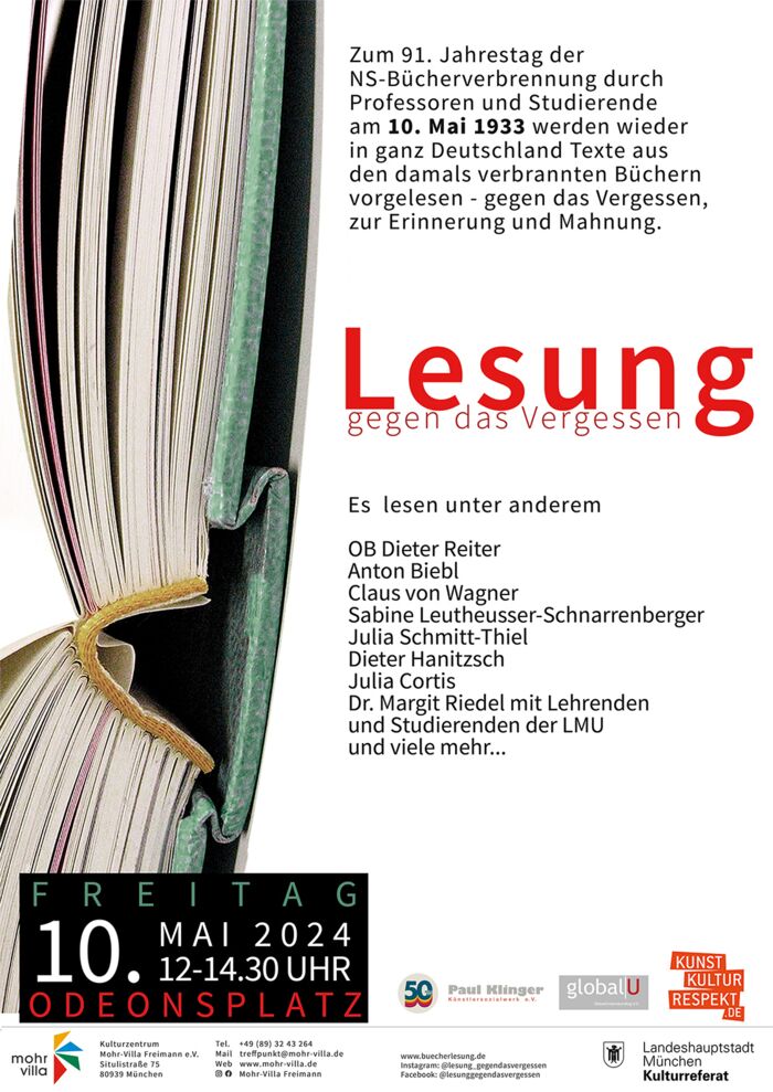 Wo #Bücher verbrennen, gehen Welten unter' #Lesung gegen das Vergessen & zur Erinnerung an die #Bücherverbrennung durch die #Nationalsozialisten am 10. Mai 1933 in #Muenchen mit #ASB_NRW #Books #gegenvergessen #Neverforget #10mai1933 #OnThisDay #Bayern #NeverAgainIsNow