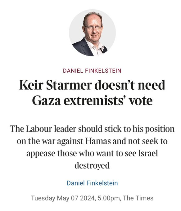 Nothing to see here. Just regular BBC guest Daniel Finkelstein telling Starmer to ignore 'Gaza extremists' because he doesn't need their votes. He means Muslims and those of us who care about Palestinians.

And he'll get away with it.

But according to @Baddiel, #JewsDontCount.