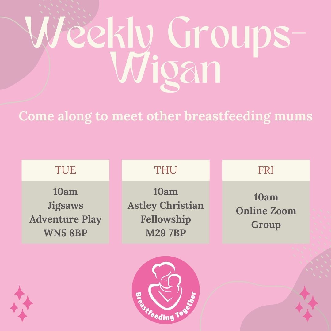 #weeklygroups Come along to any of our weekly groups- 🌸 meet other mums 🌸 breastfeeding support available 🌸 lots of toys and space 🌸 siblings welcome 🌸 refreshments available 🌸 free to attend 🌸 no need to book! Please share!!! #Wigan #Bolton