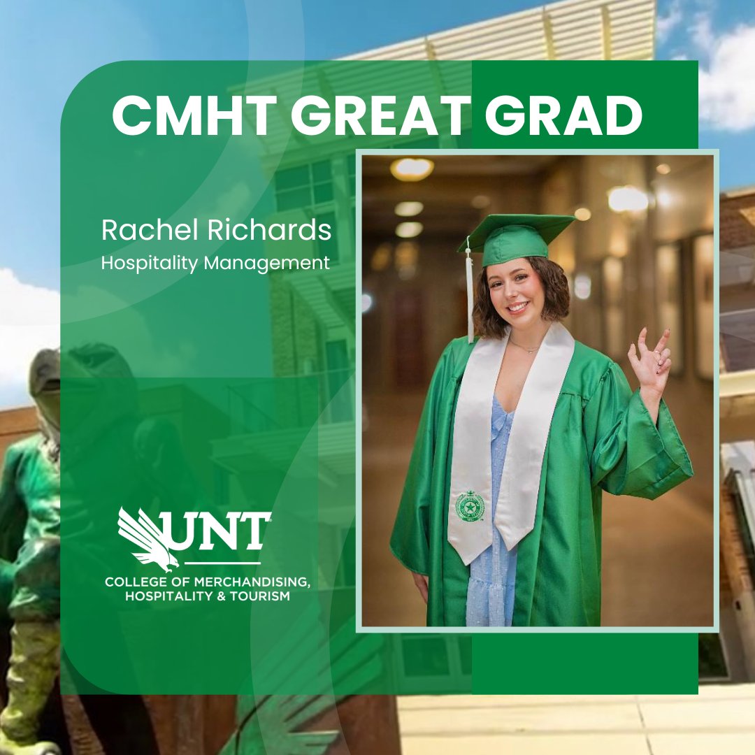 Hospitality senior, Rachel Richards' love for hospitality is home grown from the time she was born. With a passion for luxury hotels and resorts, she heads to the Four Seasons in Houston for their MIT program to live out her dream. #untcmht #unthospitality unt.edu/commencement/g…