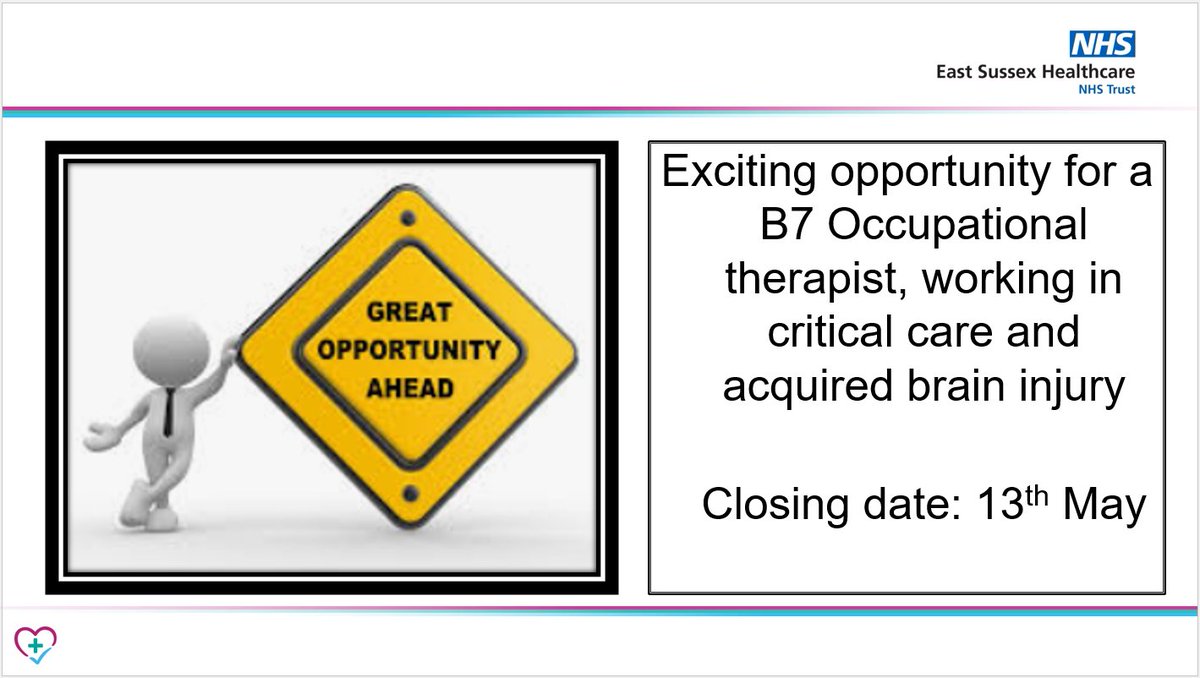 Exciting opportunity to be working in critical care as highly specialist Occupational therapist - band 7!!  Don't miss out on this exciting role with our teams
Closing date 13.05.24   <a href="/ESHT_OT/">ESHT_OT</a> <a href="/ESHTNHS/">East Sussex Healthcare NHS Trust</a> <a href="/anne_canby/">#hellomynameis Anne Canby 💙🏳️‍🌈</a> #occupationaltherapy
jobs.nhs.uk/candidate/joba…