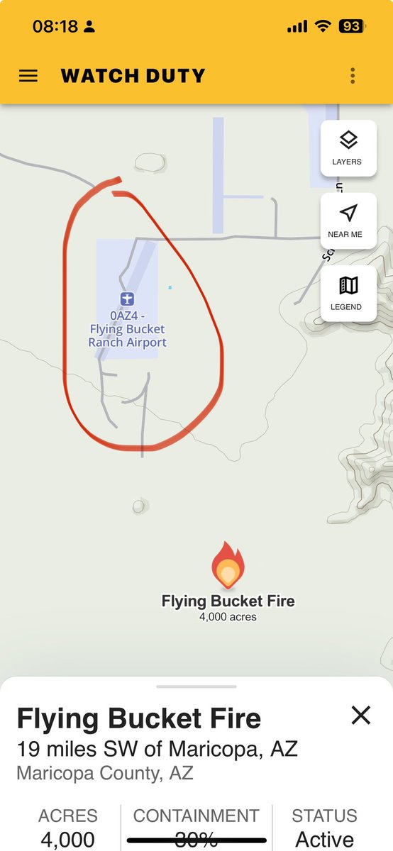Wondering how the #FlyingBucketFire got its name? In general, wildfires are named after nearby landmarks so that incoming firefighters can easily find the fire. In this case the fire is located south of the Flying Bucket Ranch Airport. #azfire #azwx