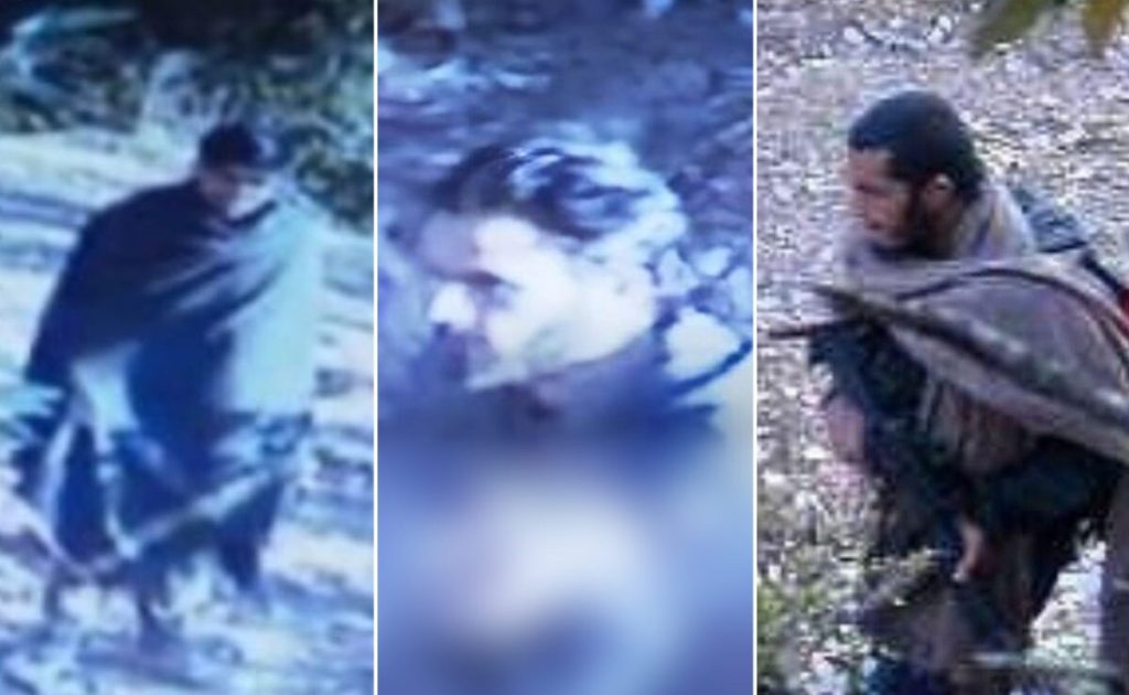 Images of three suspected terrorists, taken out of a CCTV clip, who purportedly carried out the May 5 attack on an Indian Air Force (IAF) convoy in Jammu's Poonch district.