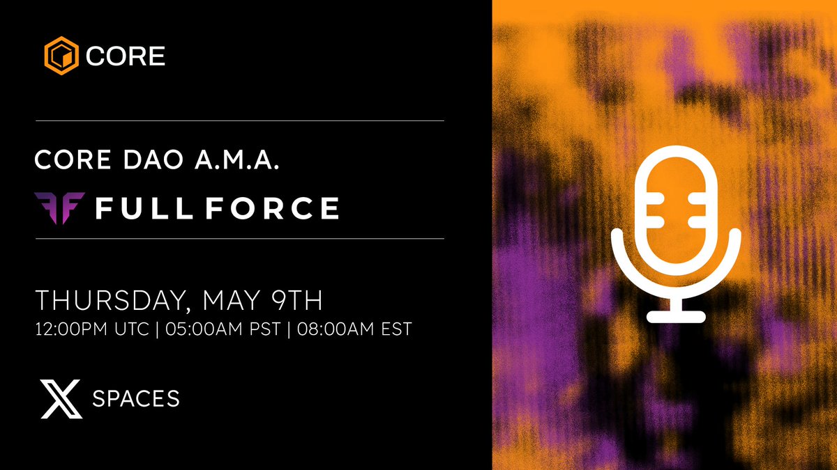 🎙️ @Fullforce_io just launched this week on Core Chain! Want to learn more about this community incubation launchpad? Then make sure to set your reminder and join in this AMA tomorrow at 12PM UTC 👇 twitter.com/i/spaces/1YpKk…