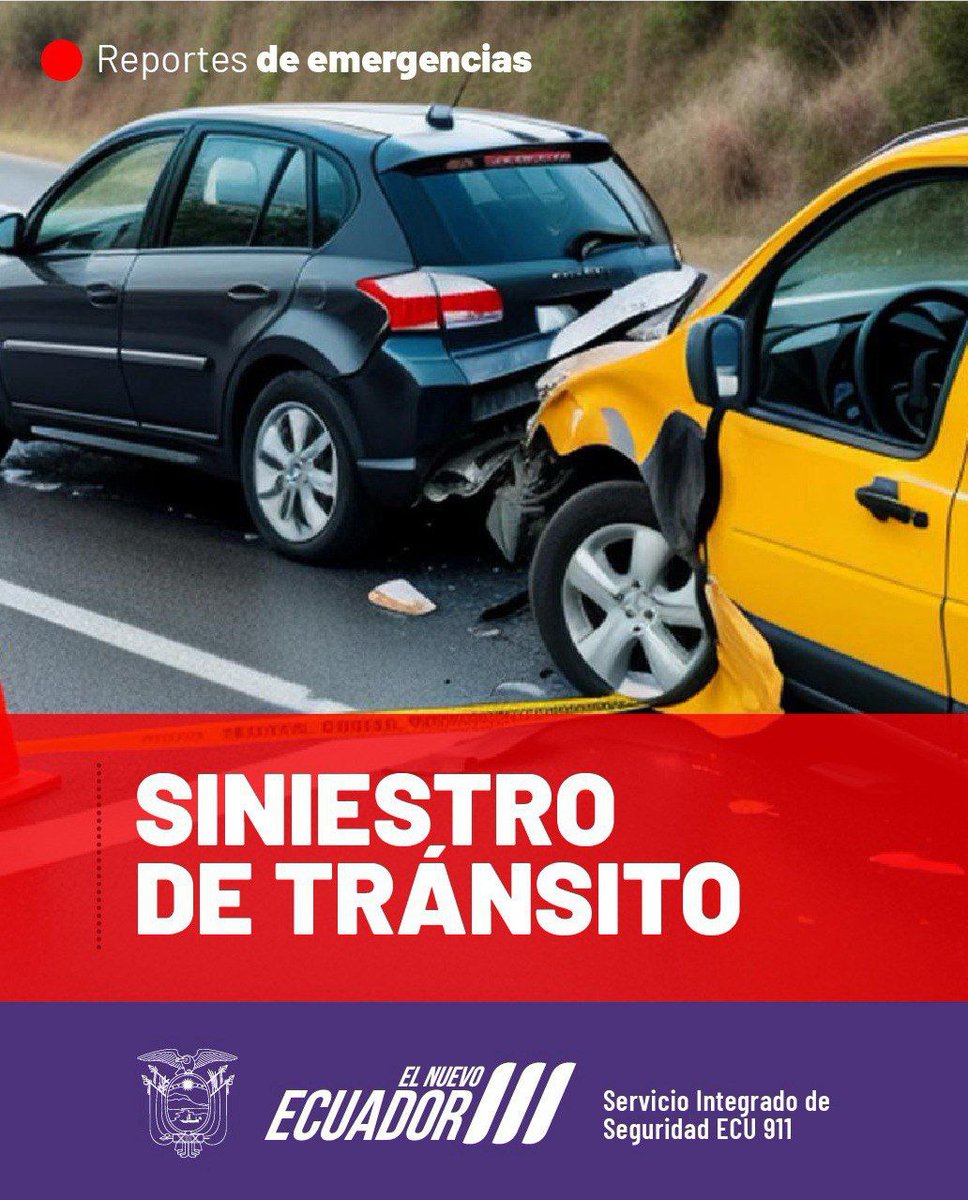 📍#Ambato

#ECU911Reporta que existió un siniestro de tránsito en el paso lateral, sector Las Viñas.

Asisten unidades de primera respuesta a brindar ayuda en esta emergencia.