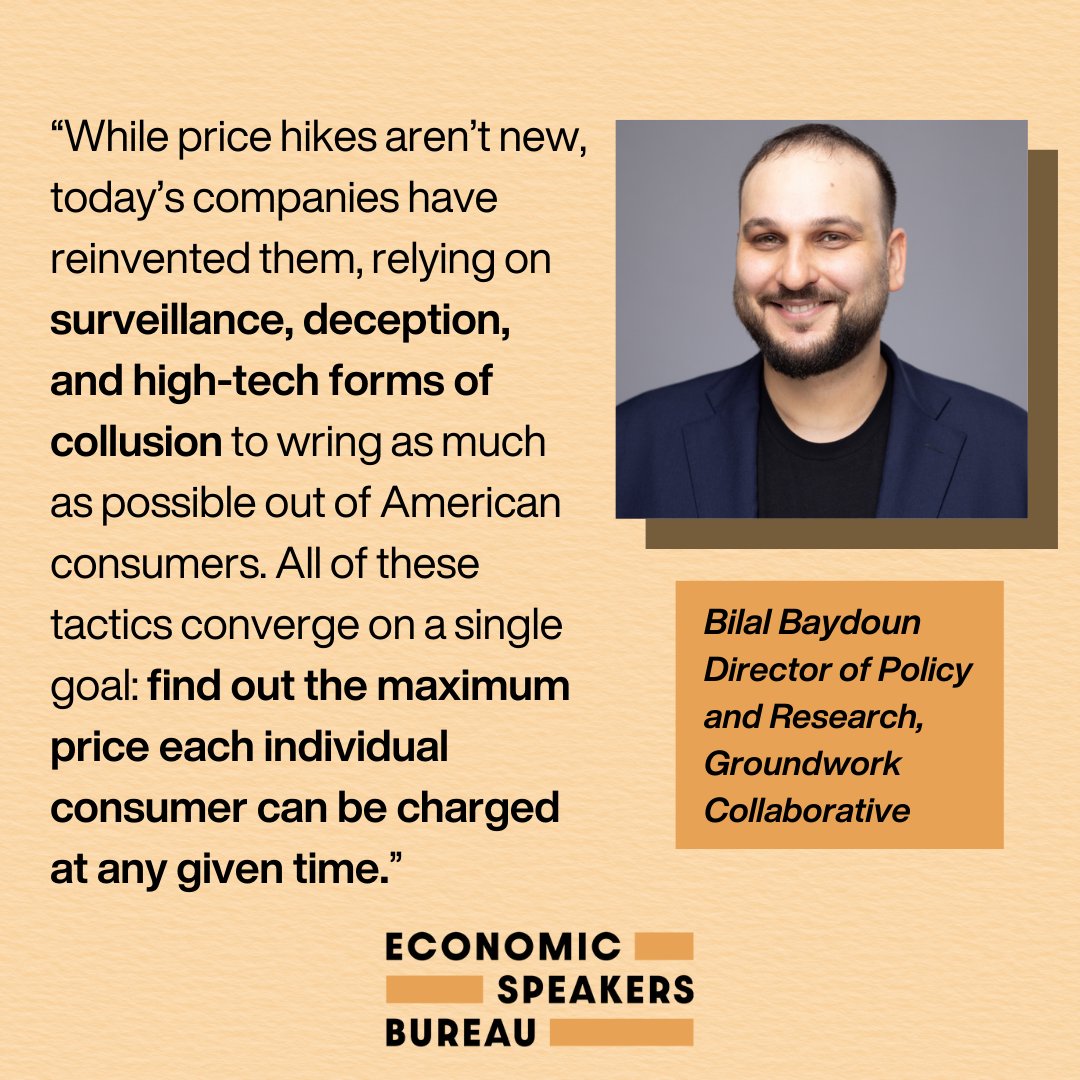 'In America today, a fair price is harder & harder to come by.' — @Bilalgwork Last week, Baydoun testified before @SenateBanking @SentateGOP on how modern pricing practices, influenced by corporate consolidation & advanced tech, are eroding fair pricing & hurting Americans.
