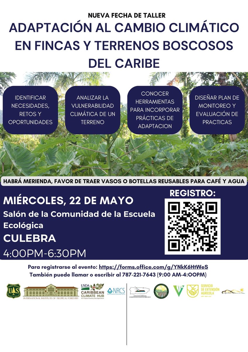 ¿Qué aprenderá en los talleres de adaptación? Aquí adjuntamos la agenda para que tenga una idea.  

¡Ven comparte y aprende sobre adaptar sus proyectos agrícolas y terrenos a sequías, cambios en patrones de lluvias, huracanes y altas temperaturas, te esperamos!