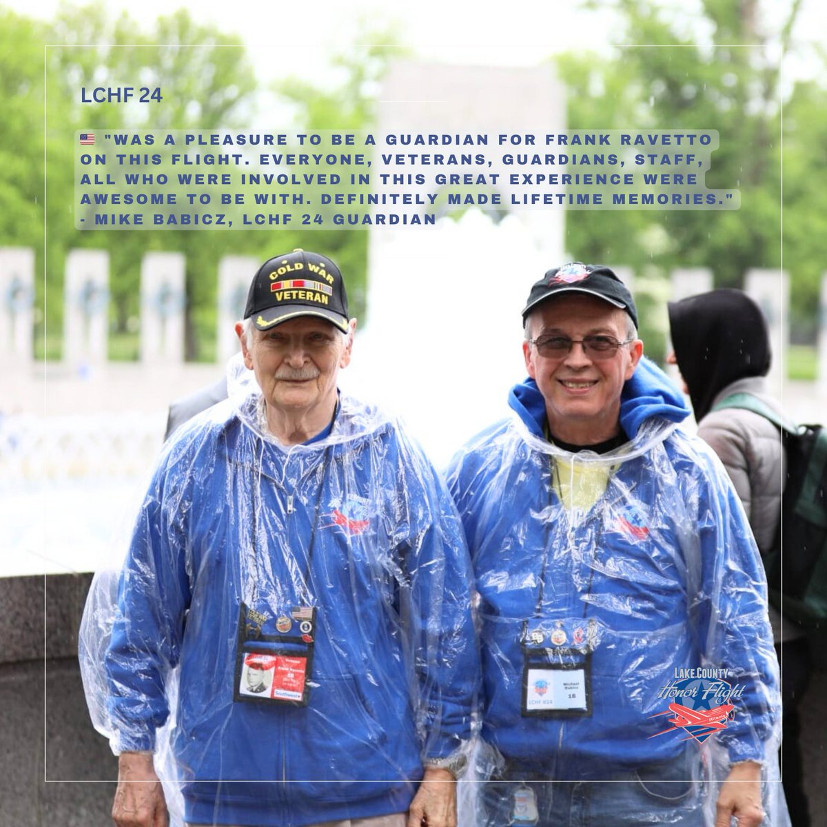 🇺🇸 'Was a pleasure to be a Guardian for Frank Ravetto on this flight. Everyone, veterans, Guardians, staff, all who were involved in this great experience were awesome to be with. Definitely made lifetime memories.' - Mike Babicz, LCHF 24 Guardian 
#lchf24 #honorflight