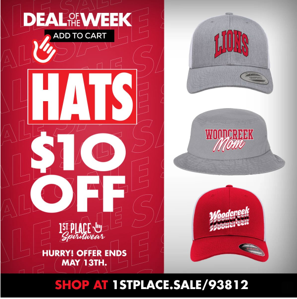 Woodcreek Deal of the Week, all hats $10 dollars off. Hurry, offer ends May 13th.