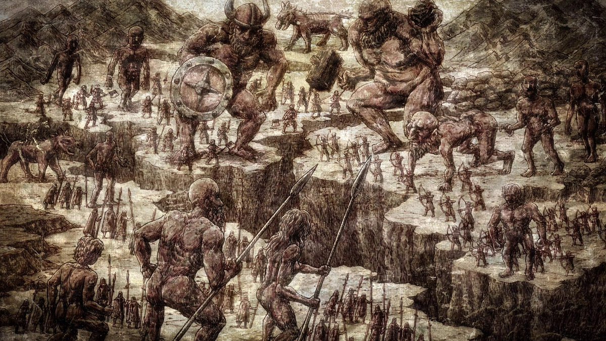 Hajime Isayama prévoyait d'écrire la 'Grande Guerre des Titans', une histoire se déroulant 100 ans avant les événements de SNK Mais les enjeux étaient si importants qu'il a préféré se concentrer sur le one-shot de Levi (donc l'idée n'est pas abandonnée omg 👀)