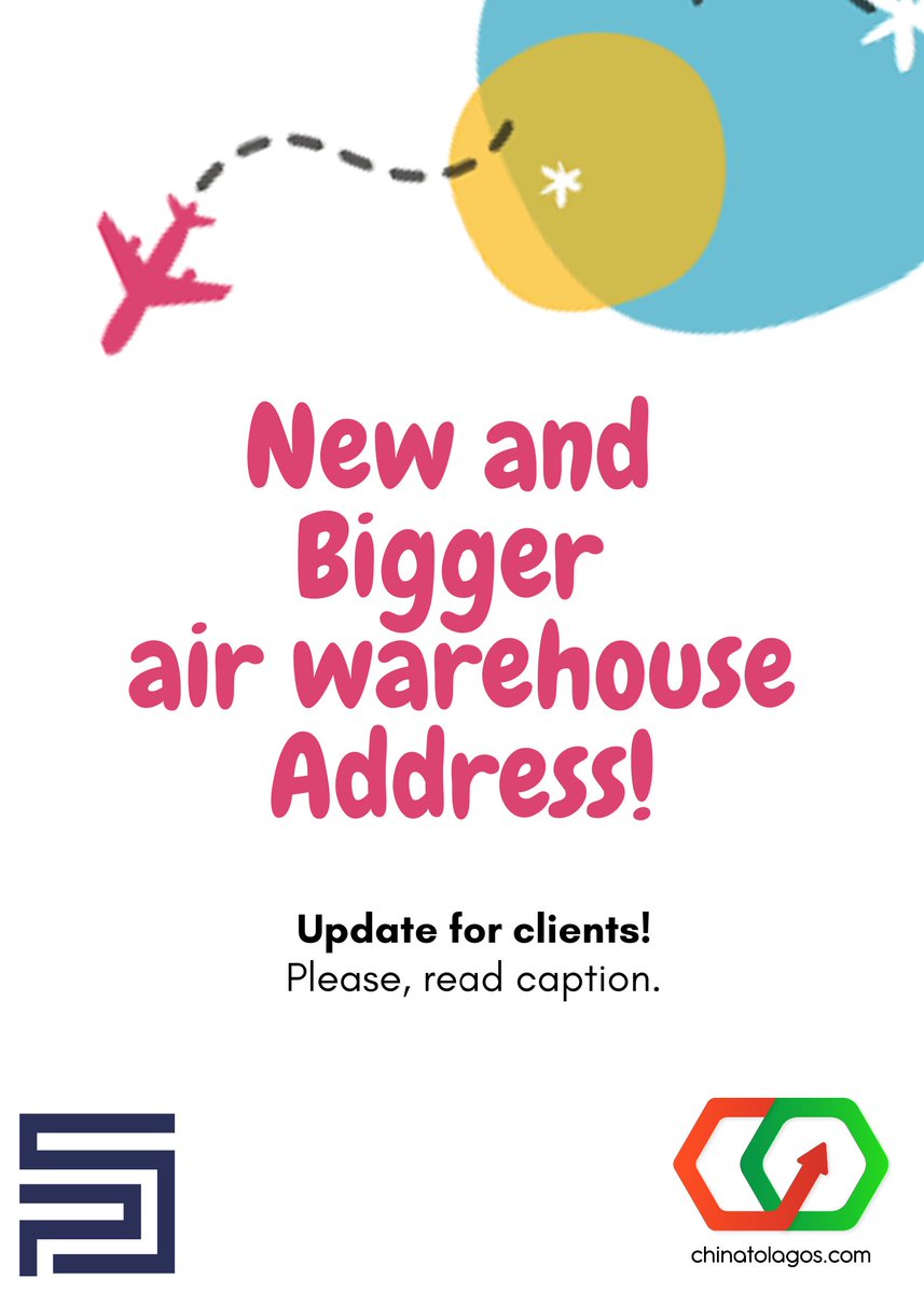 RE: CHANGE OF AIR WAREHOUSE ADDRESS

Esteemed clients, 

This is to inform that there's a change to our air warehouse address in China. 

When sending items for air shipping, please use the NEW address

Items can be sent to the new address from tomorrow, Thursday, May 9th, 2024