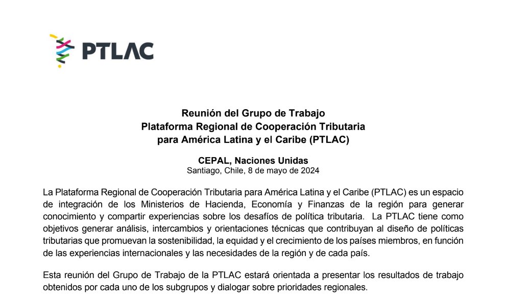 🟠 Expectativa por la reunión de la Plataforma Regional de Cooperación Tributaria para América Latina y el Caribe (#PTLAC), desde las 3pm en Santiago de #Chile 🇨🇱 Necesitamos de un espacio regional efectivo, que permita avanzar hacia políticas tributarias justas, solidarias y…