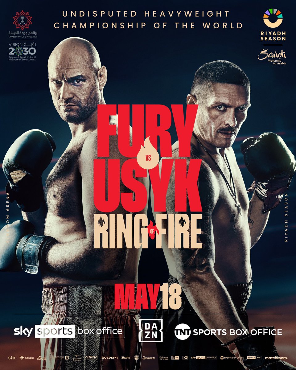 10 DAYS TO GO! WHO WINS? @Tyson_Fury v @usykaa May 18, Kingdom Arena Riyadh, Saudi Arabia #boxing #FuryUsyk #RiyadhSeason