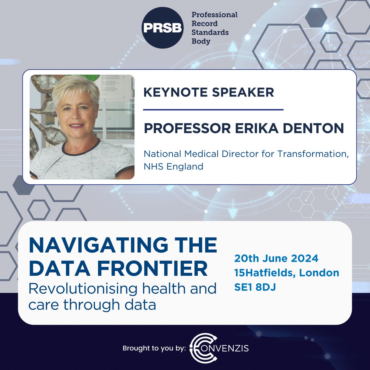 📣KEYNOTE SPEKAER ANNOUNCEMENT: Professor Erika Denton, National Medical Director for Transformation, @NHSEngland, will deliver a keynote on 'The Power of Data to Transform Health Care' at our #NavigatingtheDataFrontier conference! Register her: convenzis.co.uk/events/navigat…