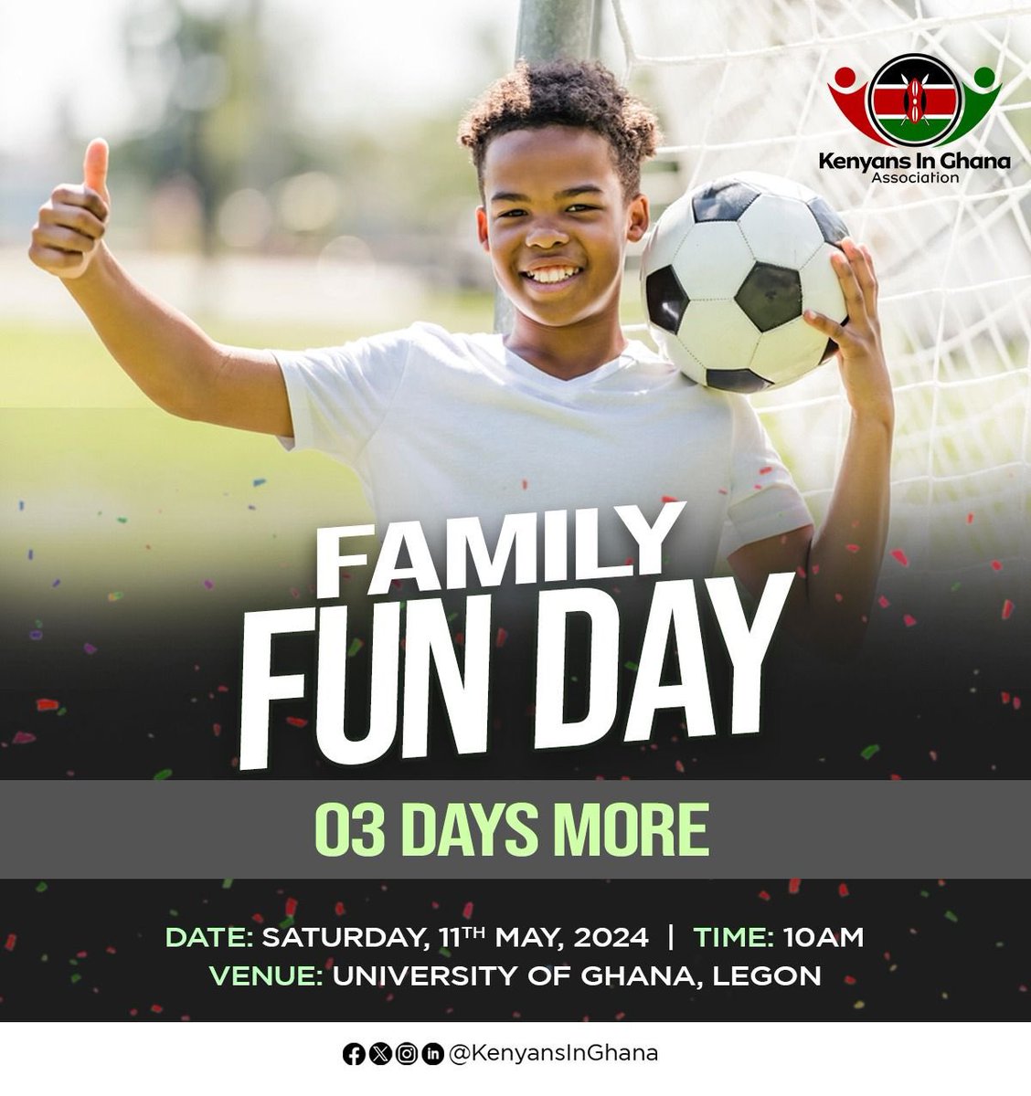 Just 3 days now to a fun filled day! 
#FamilyFunDay #KenyansInGhana