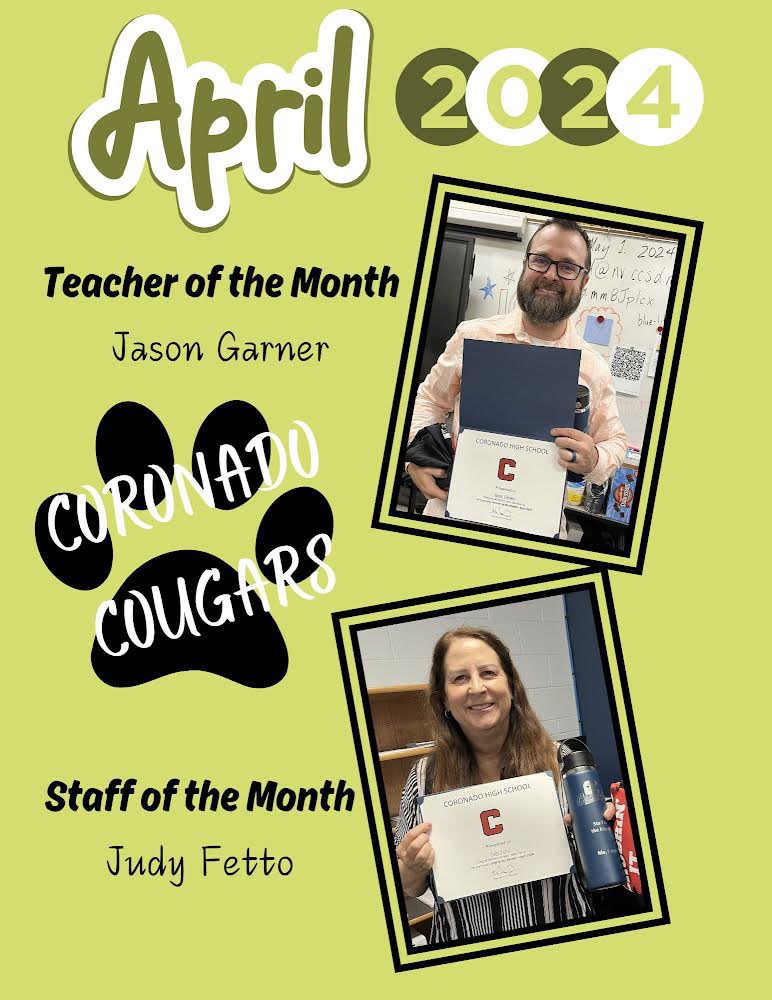 Please join us in congratulating our teacher and staff of the month!