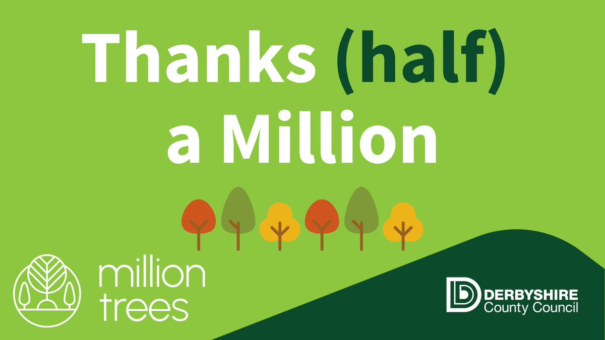 At 534,062 we’re over half way to our target of supporting planting 1,000,000 trees by 2030. From single trees in back gardens to community projects & large-scale plantings. Add your trees including any planted since June 2021, to our online map here: derbyshire.gov.uk/council/news-e…