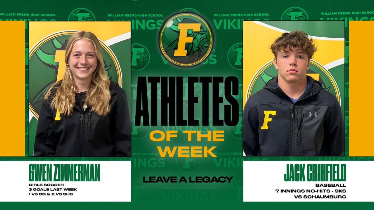 Congrats to Gwen and Jack for being selected as our athletes of the week! Gwen scored 3 goals in two games, and Jack had 9ks in 7 innings vs the Saxons. Job well done!

#leavealegacy