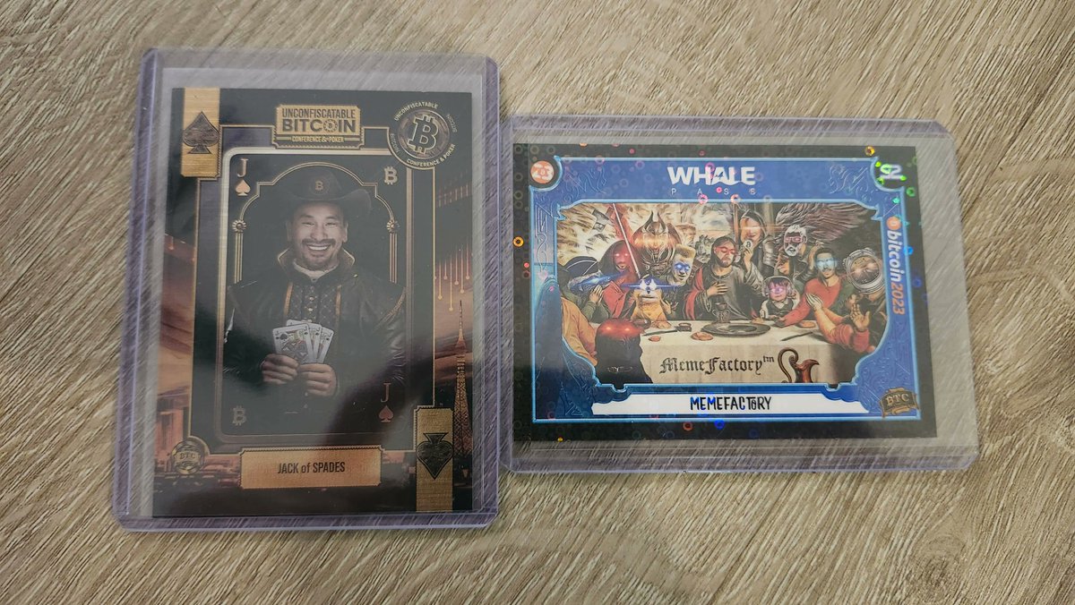Lots of @btc_cards duos this week! Here's one including a @jimmysong and @MemeFactoryTM The Jimmy Song card is from @unconfiscatable Packs and The Meme Factory from Bitcoin '23 Whale Packs 🔗 scarce.city/auctions/jimmy…