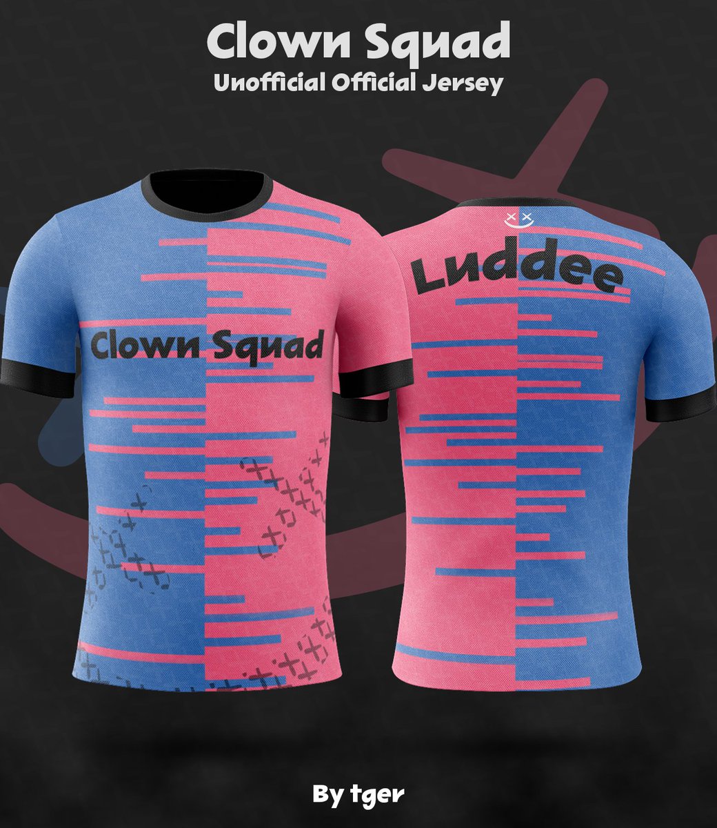 TgerX3's tweet photo. been a while since i last did a jersey, but i got bored and said fuck it

so behold the unofficial, official @ClownSquadGG Jersey https://t.co/Z5kguyF0G1