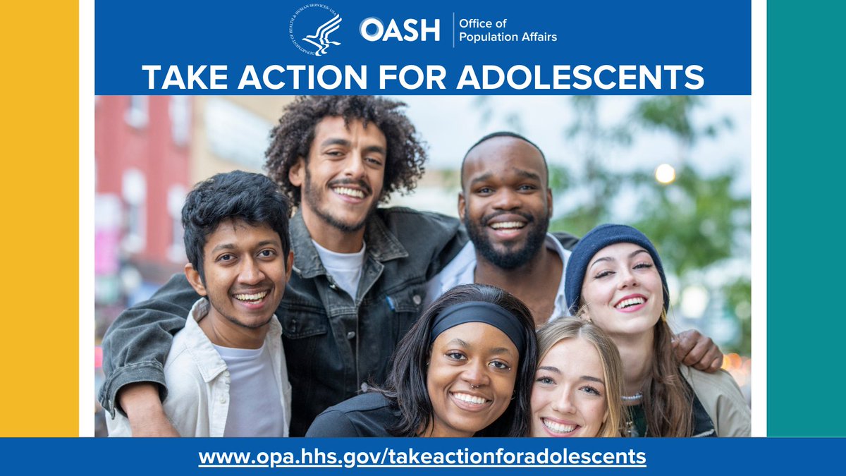 One goal of #TakeActionForAdolescents is to increase youth agency and engagement. The Call to Action, initiated by @HHSPopAffairs and their partners, seeks to empower young people to make positive decisions about their health and well-being. #MentalHealth opa.hhs.gov/takeactionfora…