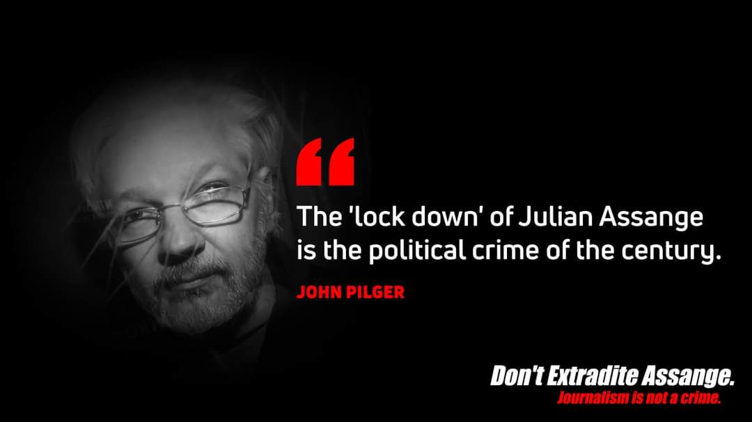 'The ' lock down' of Julian Assange is the political crime of the century.'
John Pilger
#FreeAssange 
#NoExtradition