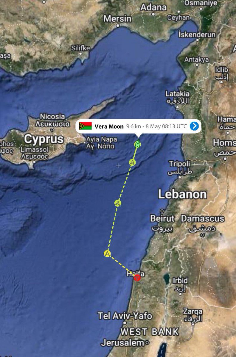 Uluslararası gemi trafiği izleme platformu Marine Traffic'ten alınan verilere göre;

bugün itibariyle Türkiye limanlarından ticari gemiler İsrail limanlarına gitmeye devam ediyor.
....⤵️