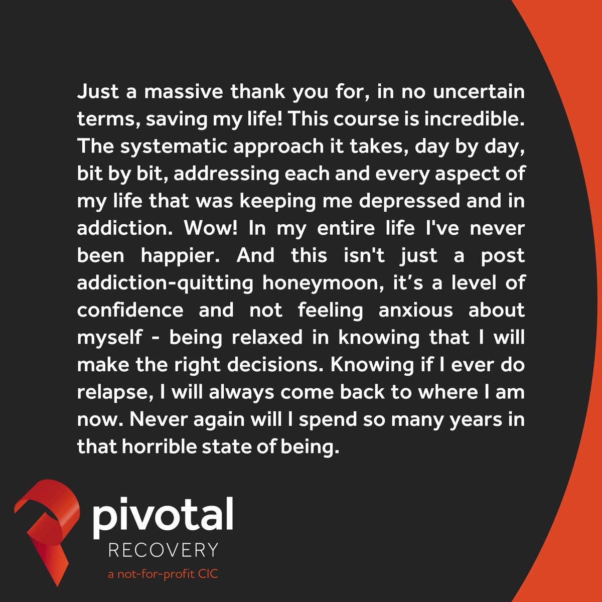 It's feedback like this that reminds me how powerful this work is. Feeling so encouraged by this and hope Pivotal Recovery can help many more people in this way. #pornaddiction #sexaddiction #recovery