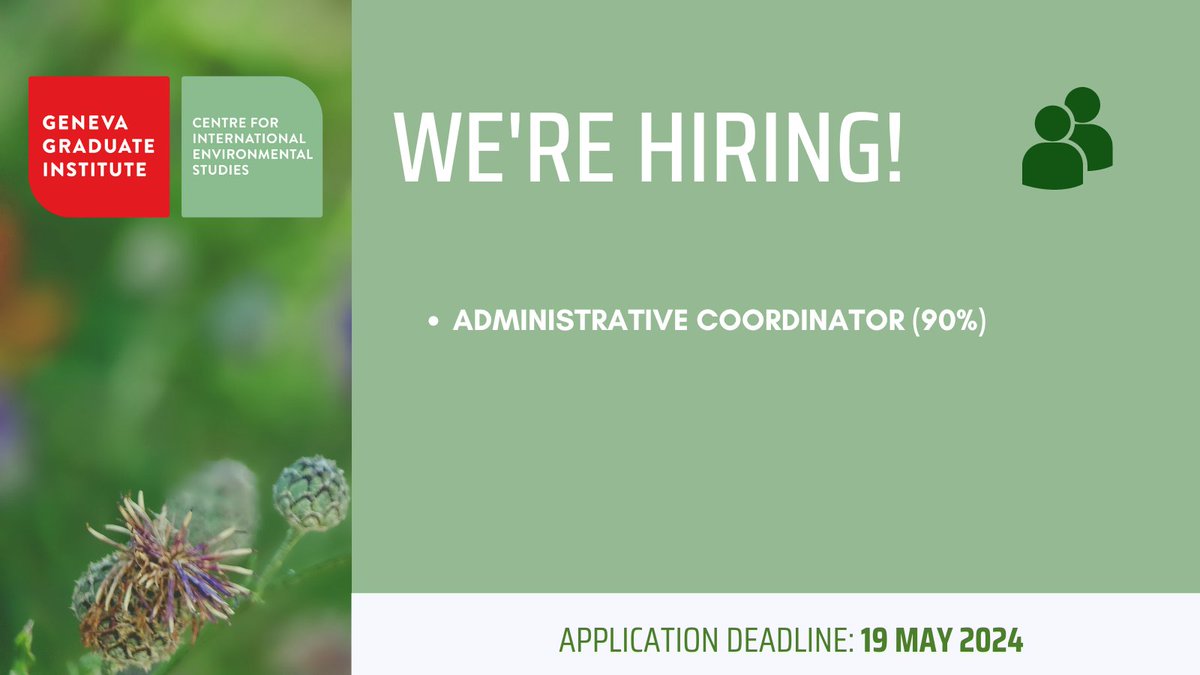 📢 We're #Hiring ! Join us at the CIES and be part of our dynamic team working on #Sustainability and #Environmental issues in the heart of #InternationalGeneva! ❗Deadline: May 19, 2024 More info▶️ lnkd.in/dBmyCURg